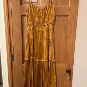 Anthropologie Glamorous Gold Maxi Dress